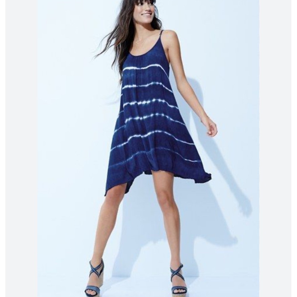 Elan‎ Cover Up Dress Women S Blue Good Tie Dye Sleeveless Adjustable Bohemian